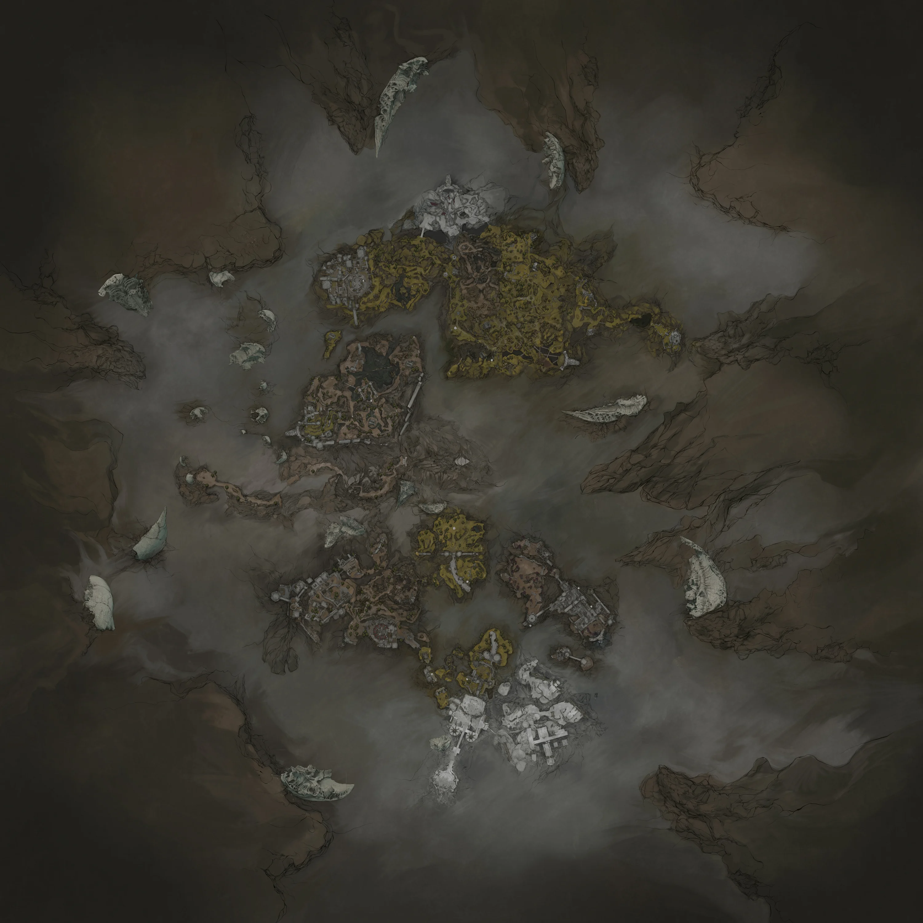 Complete fog-free Mortal Shell 2 world map showing Fainweald, Mammon and the Unfound Path